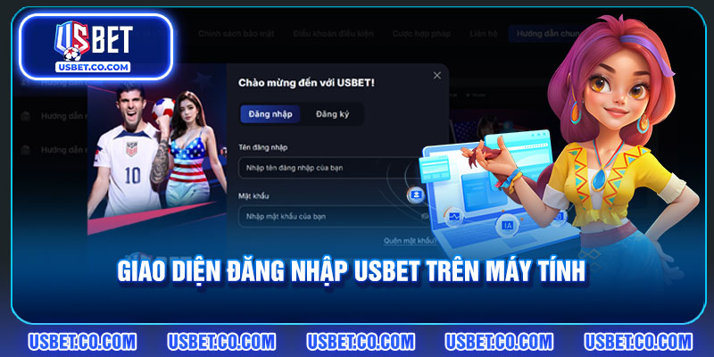 Giao diện đăng nhập vào game USBET trên máy tính
